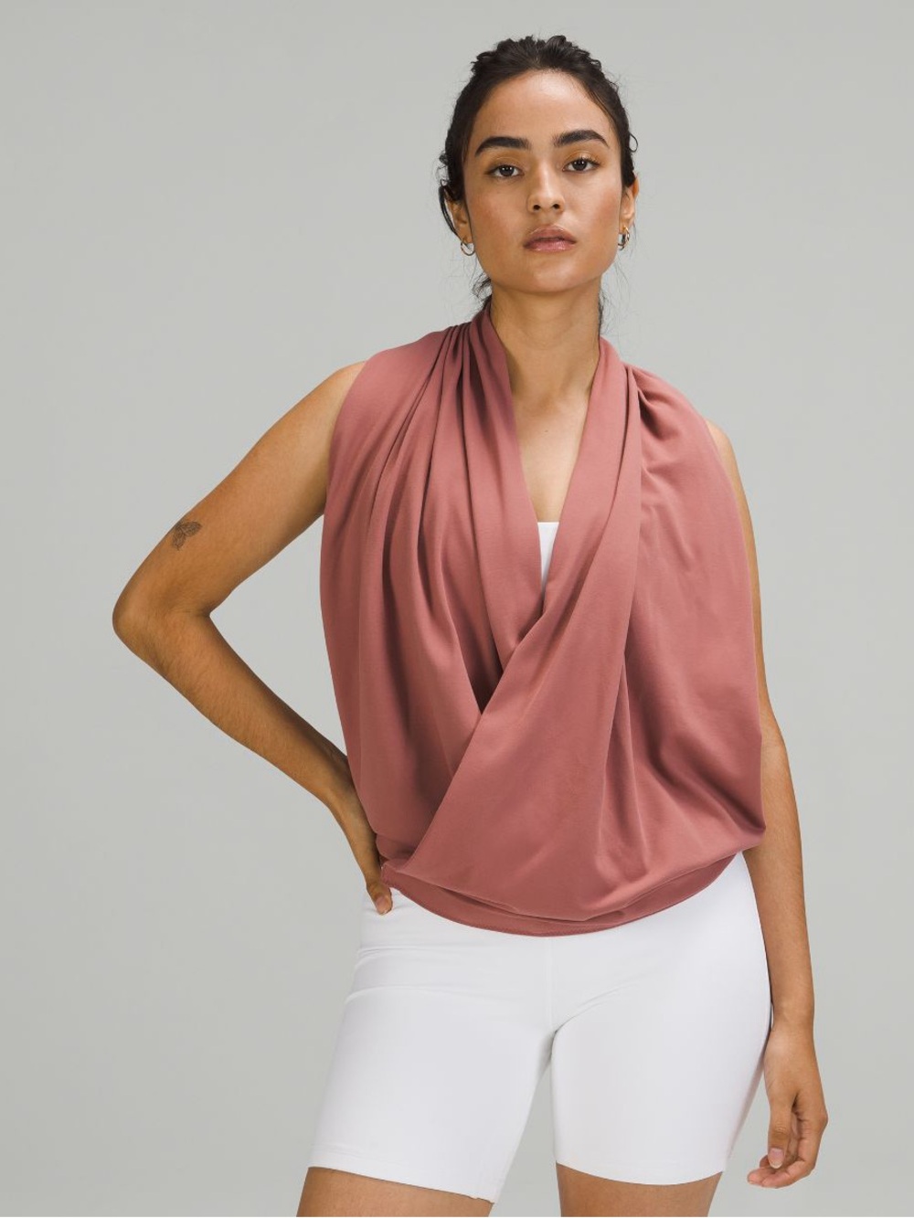 Lululemon Rulu Vinyasa Wrap Scarf Shrug Hood Brier Rose Muted Mauve Pink Rose